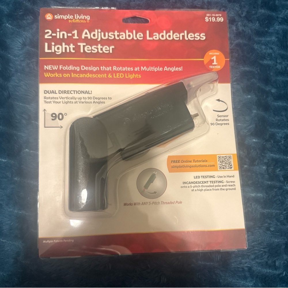 Living Solutions 2-In-1 Adjustable Ladderless String Light Tester U6 New
